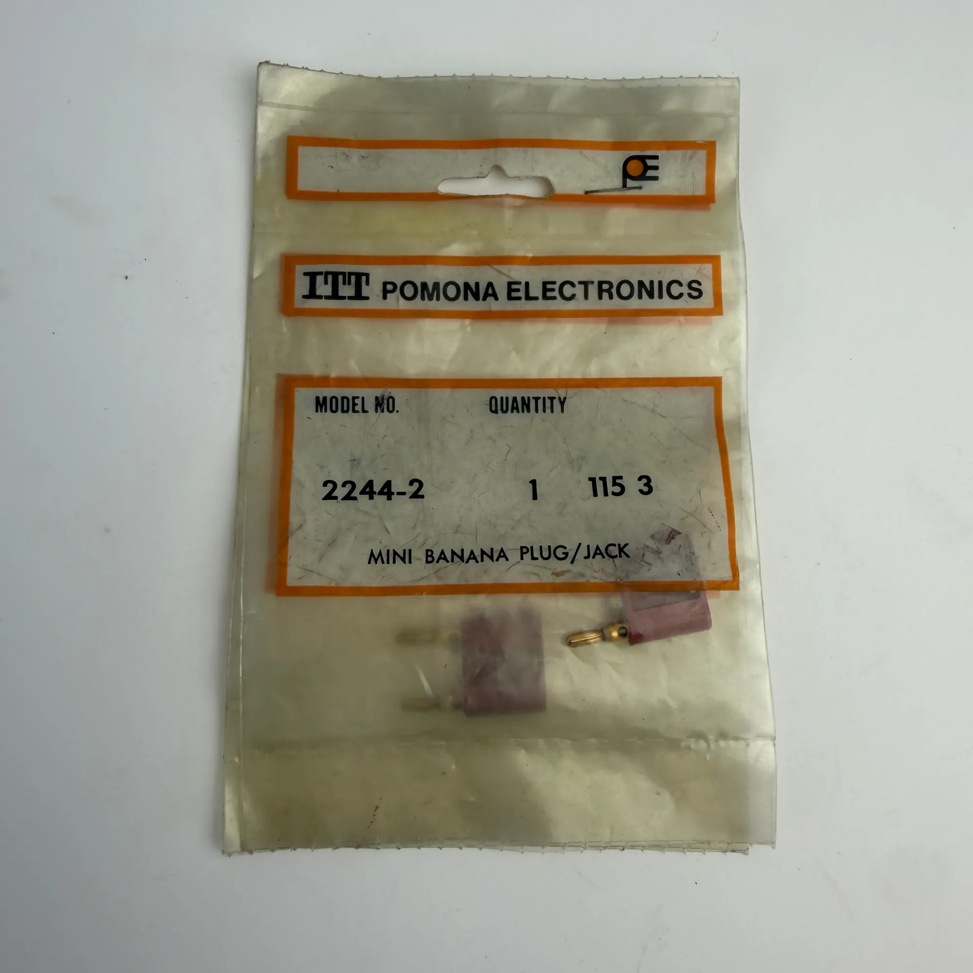 Lot of 2 Pomona Electronics 2244-2 Double Miniature Banana Plug Red NOS