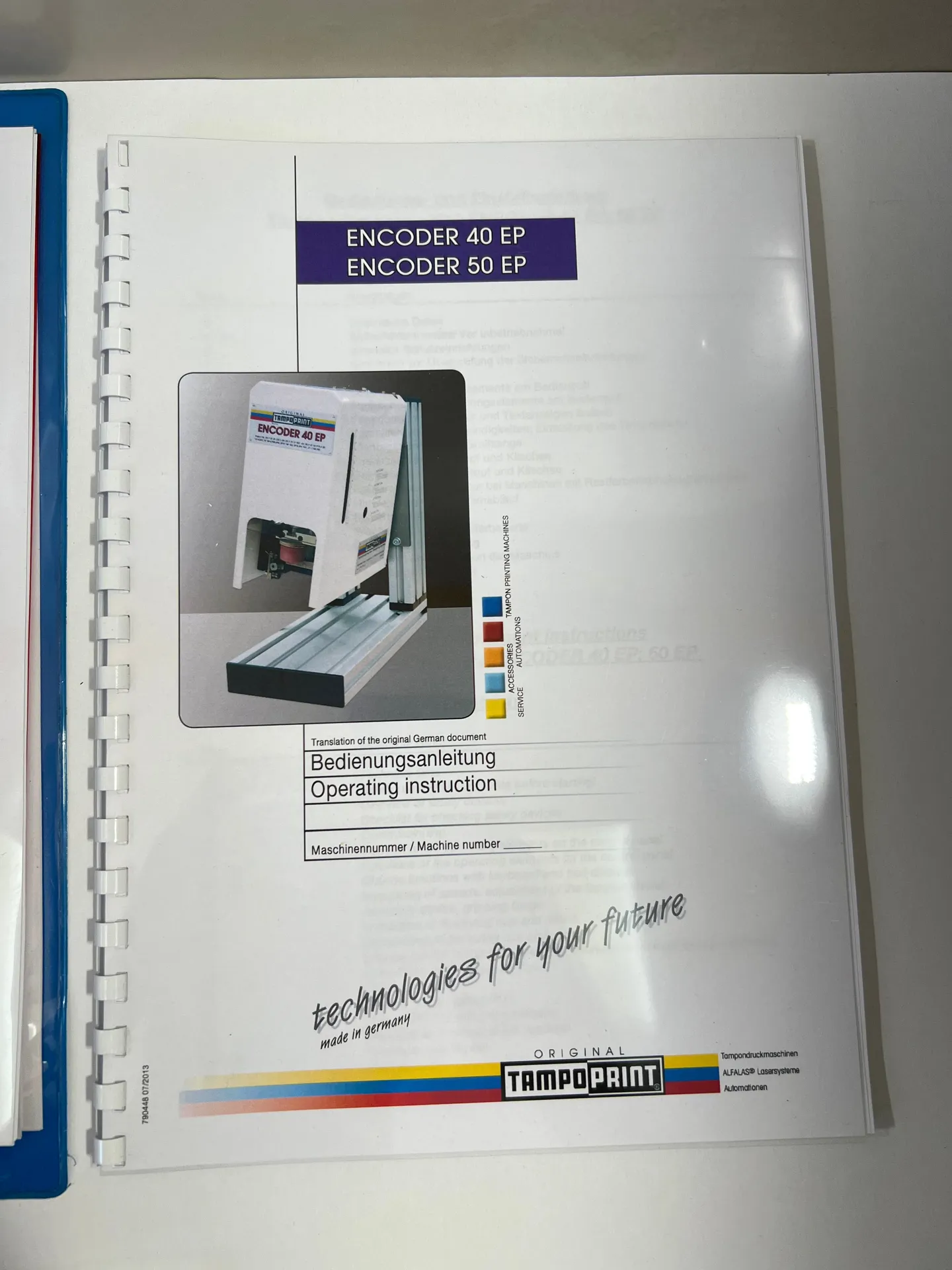 Tampoprint Encoder 40 EP – Operating Instructions, Setting Instructions & Spare Parts List - Thumbnail 6