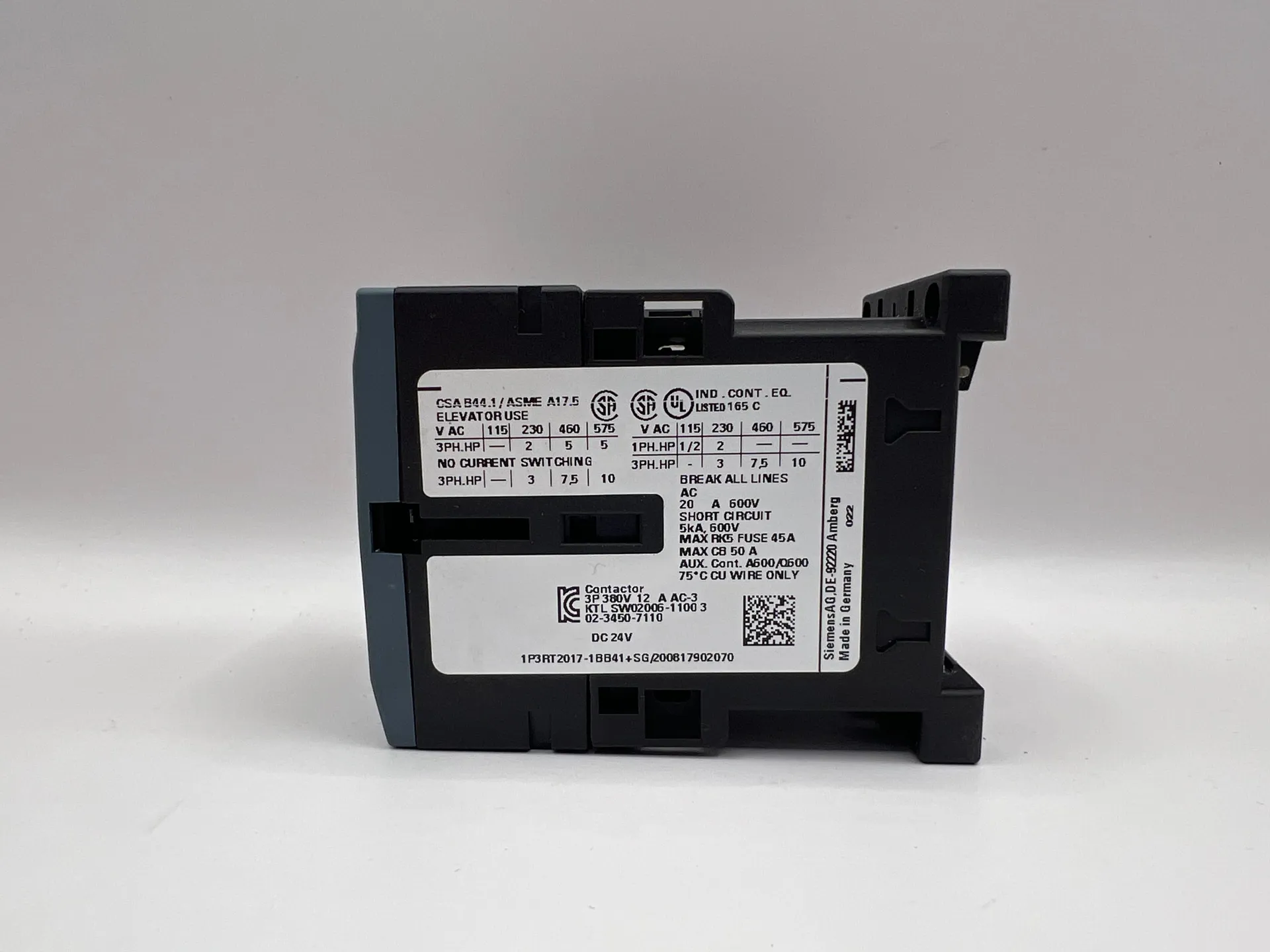 1x Siemens SIRIUS 3RT2017-1BB41 Contactor 24V AC Coil 3-Pole 9A - Thumbnail 5