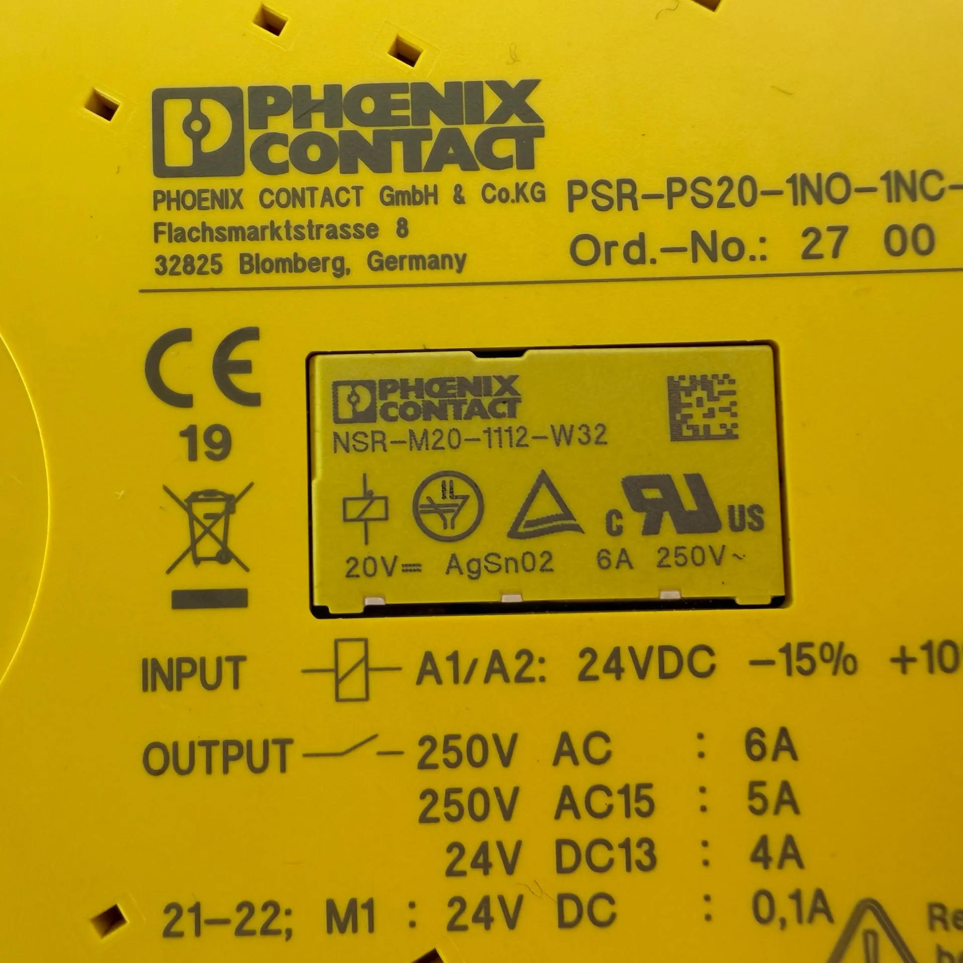 Phoenix Contact PSR-PS20-1NO-1NC-24DC-SC 2700356 Safety Coupling Relay 24VDC