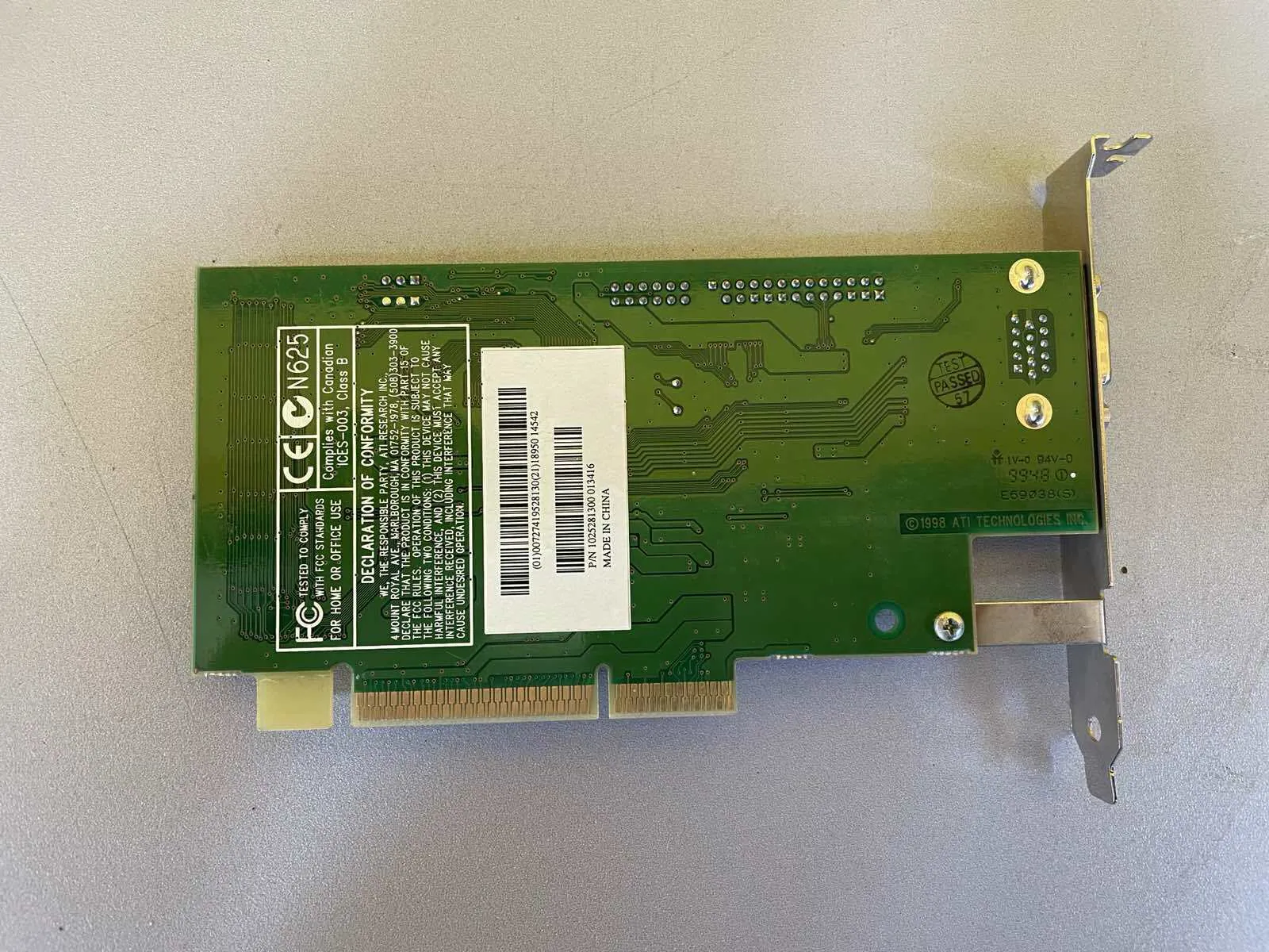 ATI AMC Ver. 2.0 PN 109-52800-01 ATI 3D RAGE 8MB AGP Graphics card - Image 1