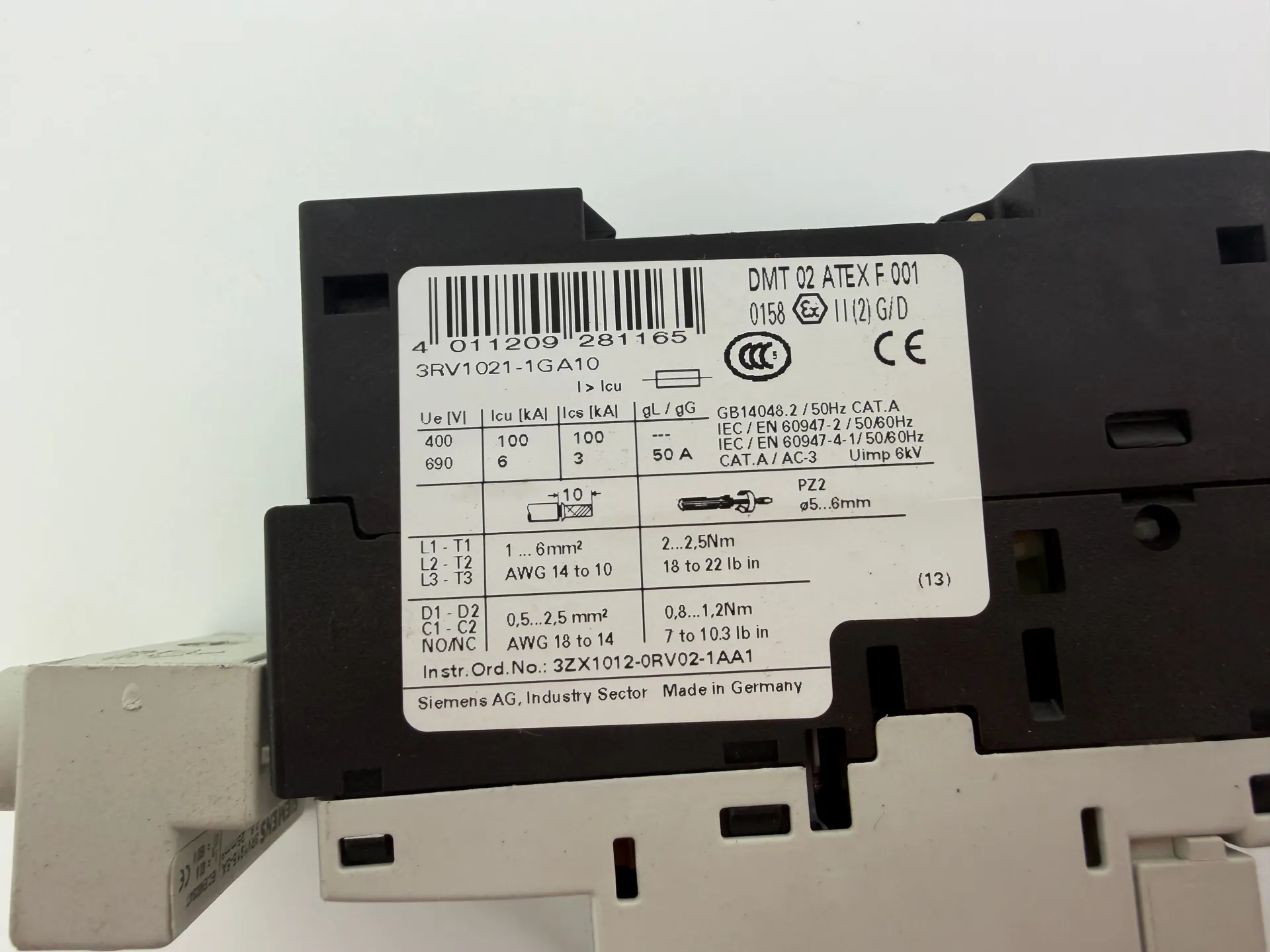 1x Siemens 3RV1021-1GA10 Motor Starter Protector Circuit Breaker - Thumbnail 3