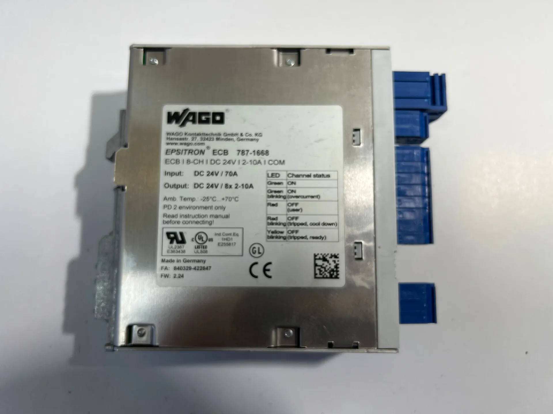 1x WAGO 787-1668 EPSITRON ECB 8-Channel Electronic Circuit Breaker - Thumbnail 6
