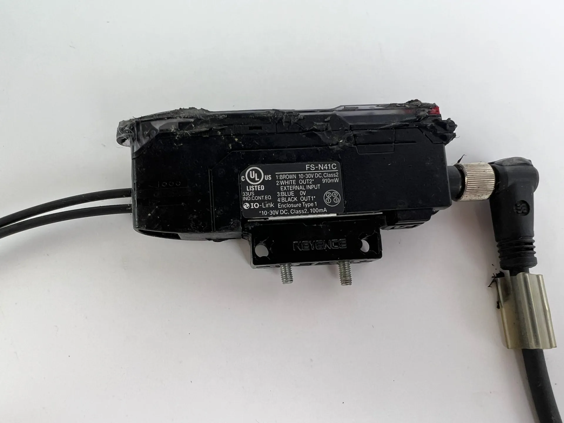 Keyence FS-N41C Fiber Sensor Amplifier + 2x FU-54TZ Fiber Units + 220cm Cable - Image 1