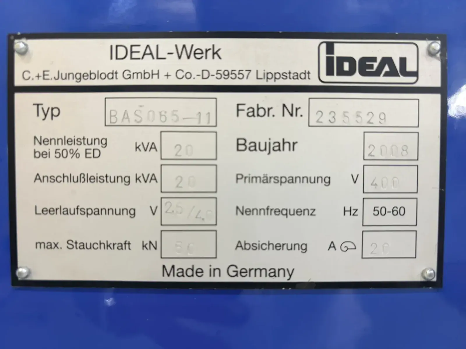 iDEAL BAS 065-11 Band Saw Blade Welder, Hydraulic Clamping, Blades to 60 mm - Thumbnail 2
