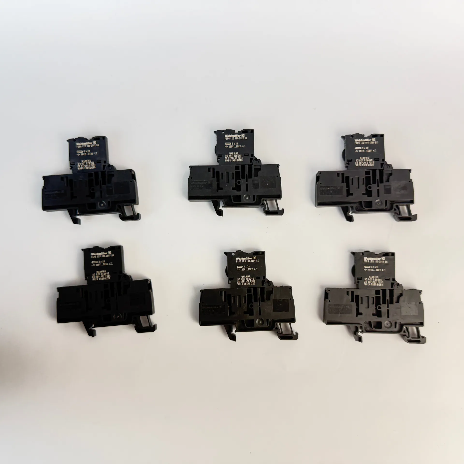 Lot of 6 Weidmuller AFS 4 2C BK Fuse Terminal Blocks FSPG LED 100-250V BK - Image 1