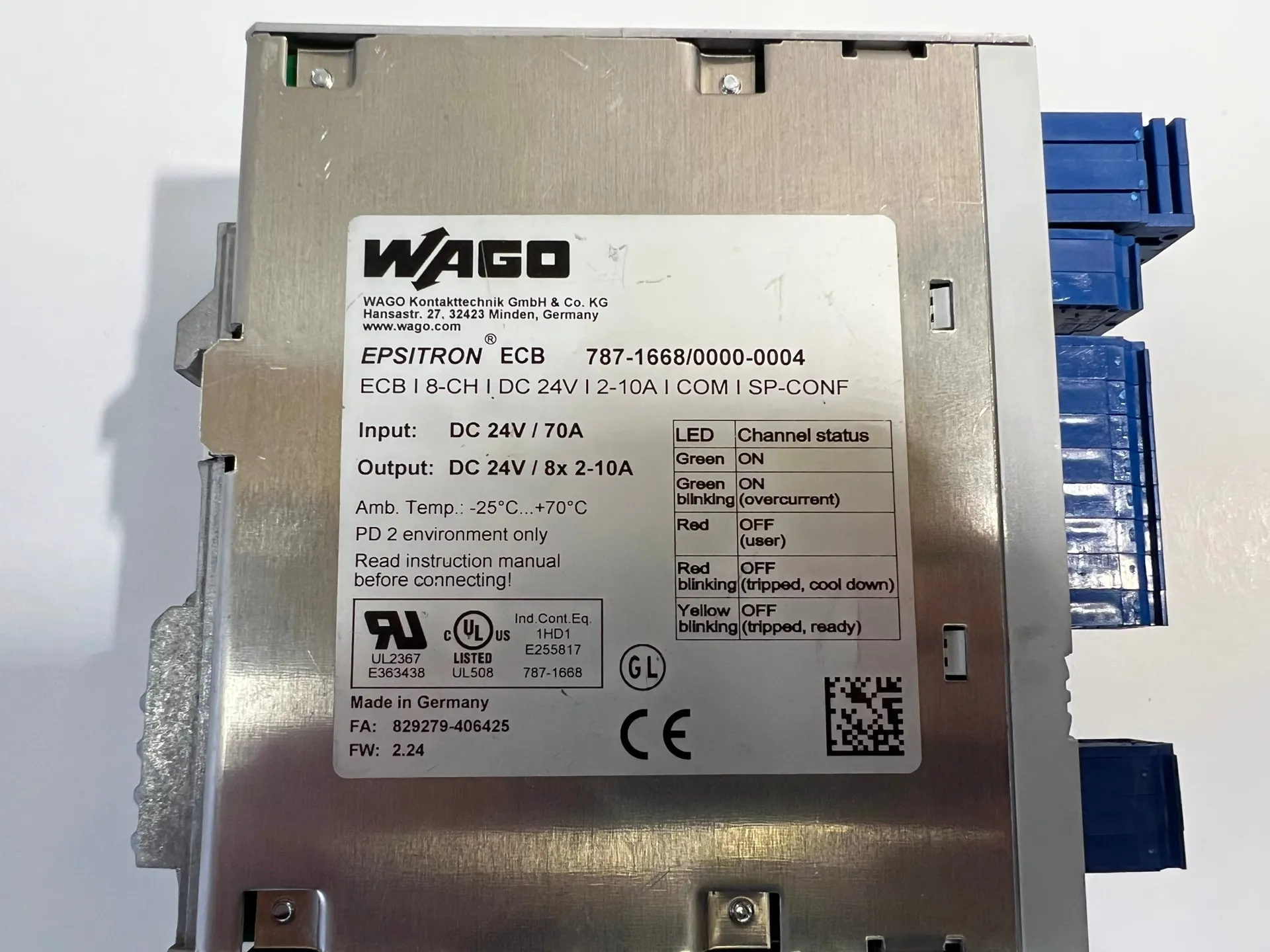 WAGO 787-1668/0000-0004 EPSITRON ECB 8-Channel Electronic Circuit Breaker - Thumbnail 3