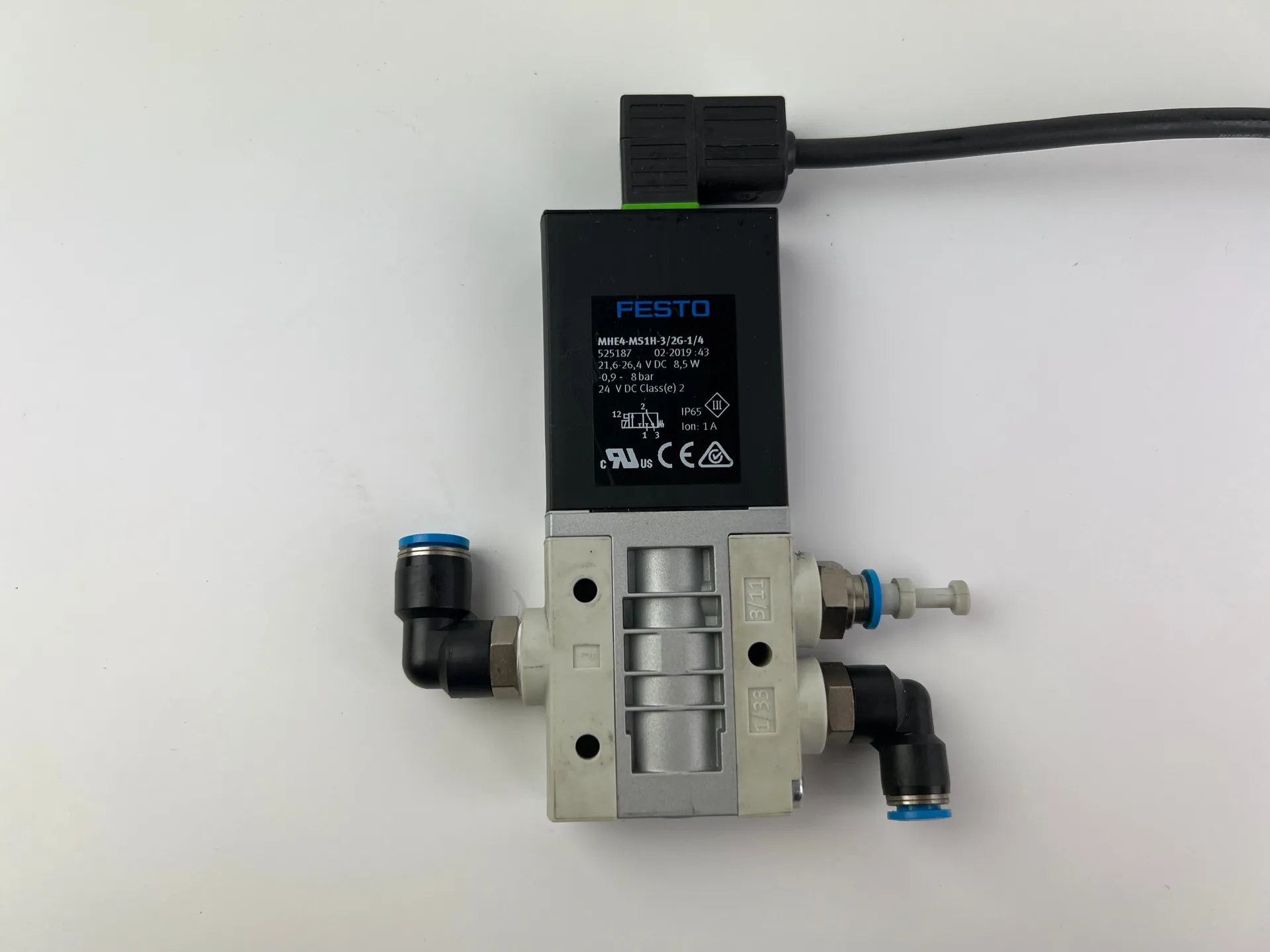 Festo MHE4-MS1H-3/2G-1/4 Pneumatic Solenoid Valve 525187 with 430cm Cable - Image 1
